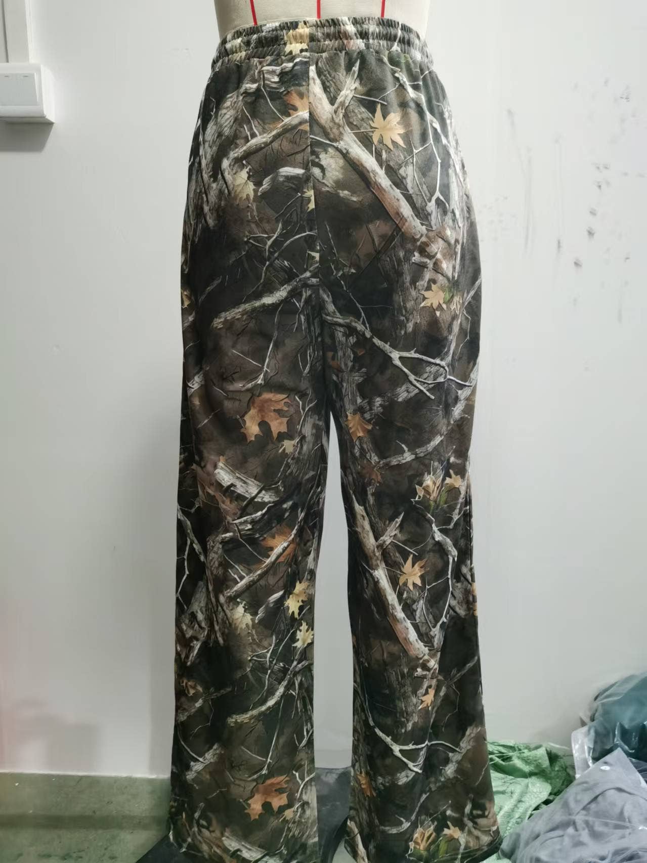 Fashion Stretch Waist Camo Print Mopping Pants