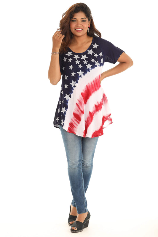 Red & blue stars Stripes top