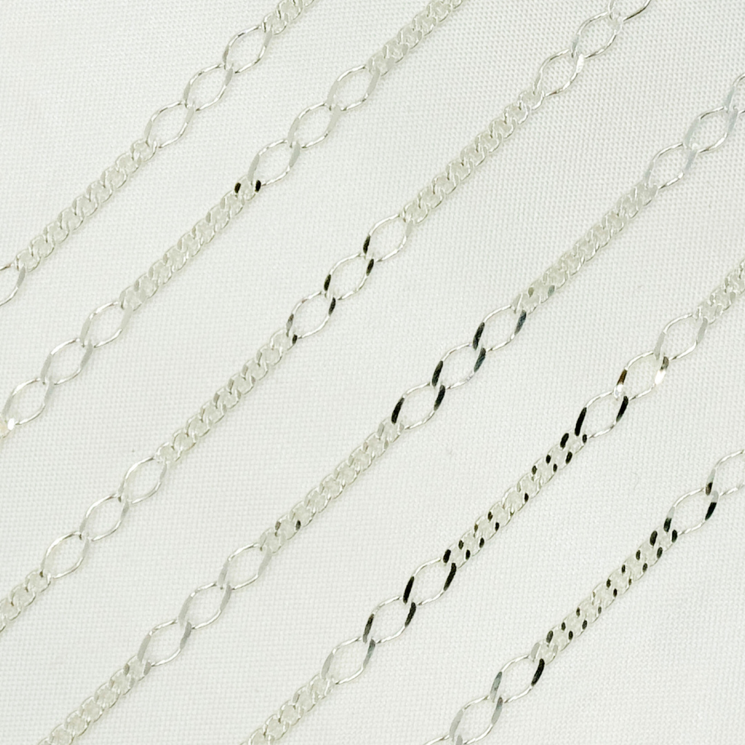  V240SS. Sterling Silver 3 Links Long and Curb