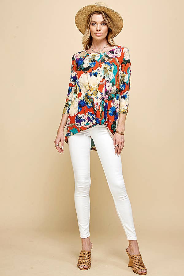 Soft Floral Twist Detailed Tunic