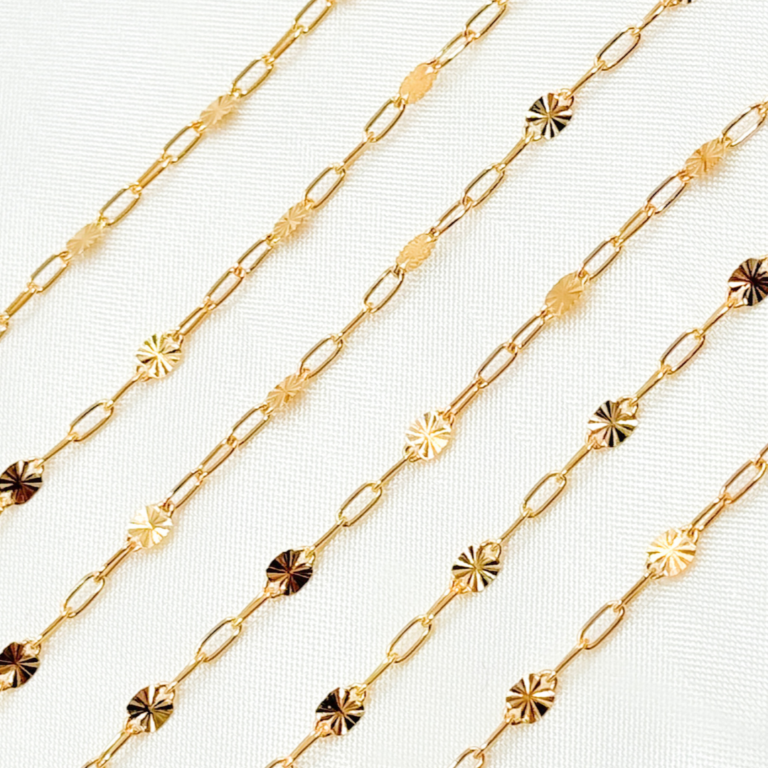 14k Gold Filled Paperclip and Diamond Cut Marina Link Chain