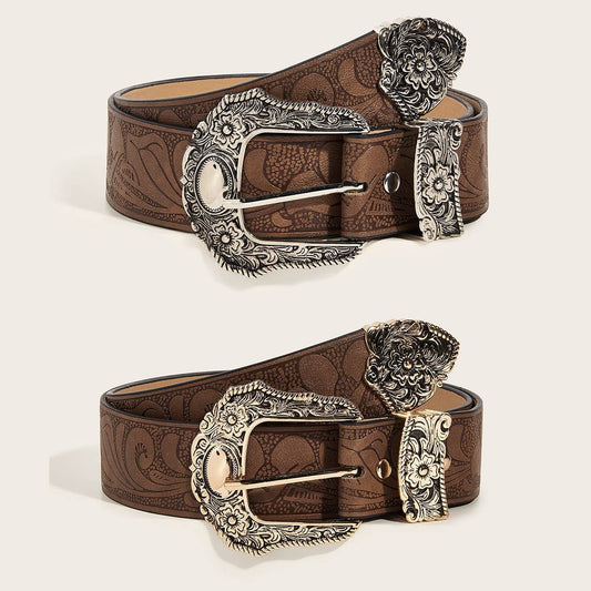 Brown Textured Printed Belt