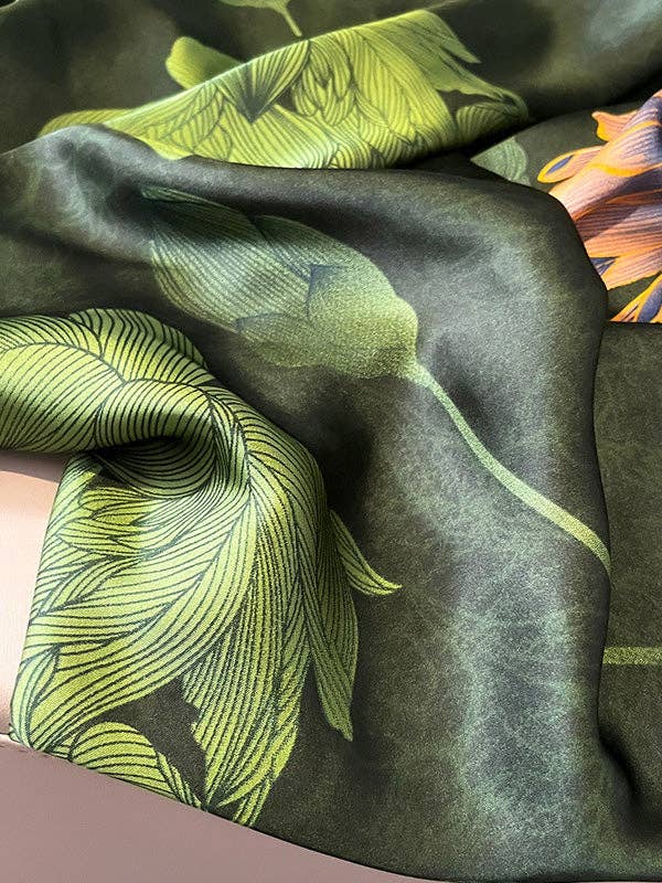 Flower Print See-Through Shawl&Scarf