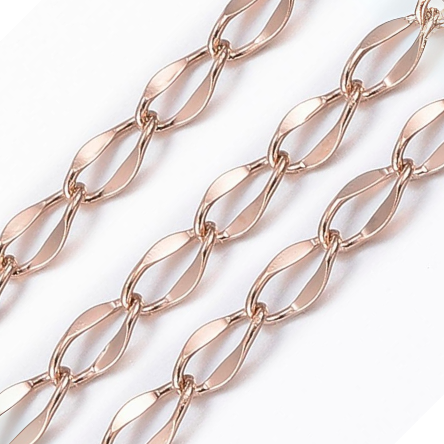 Rose Gold Twisted Curb Chain By the Foot - Ion Plated Stainless Steel