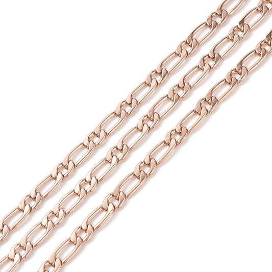 Rose Gold Figaro Chain - Ion Plated Stainless Steel