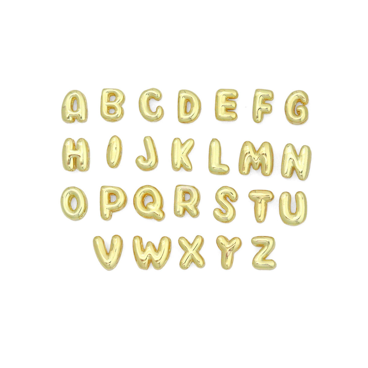 Gold Silver Cute Bubble Initial Charm, Alphabet Name Letter Charm