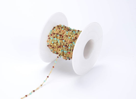 Gold Filled Glass Seed Bead Chain by Foot, CH048