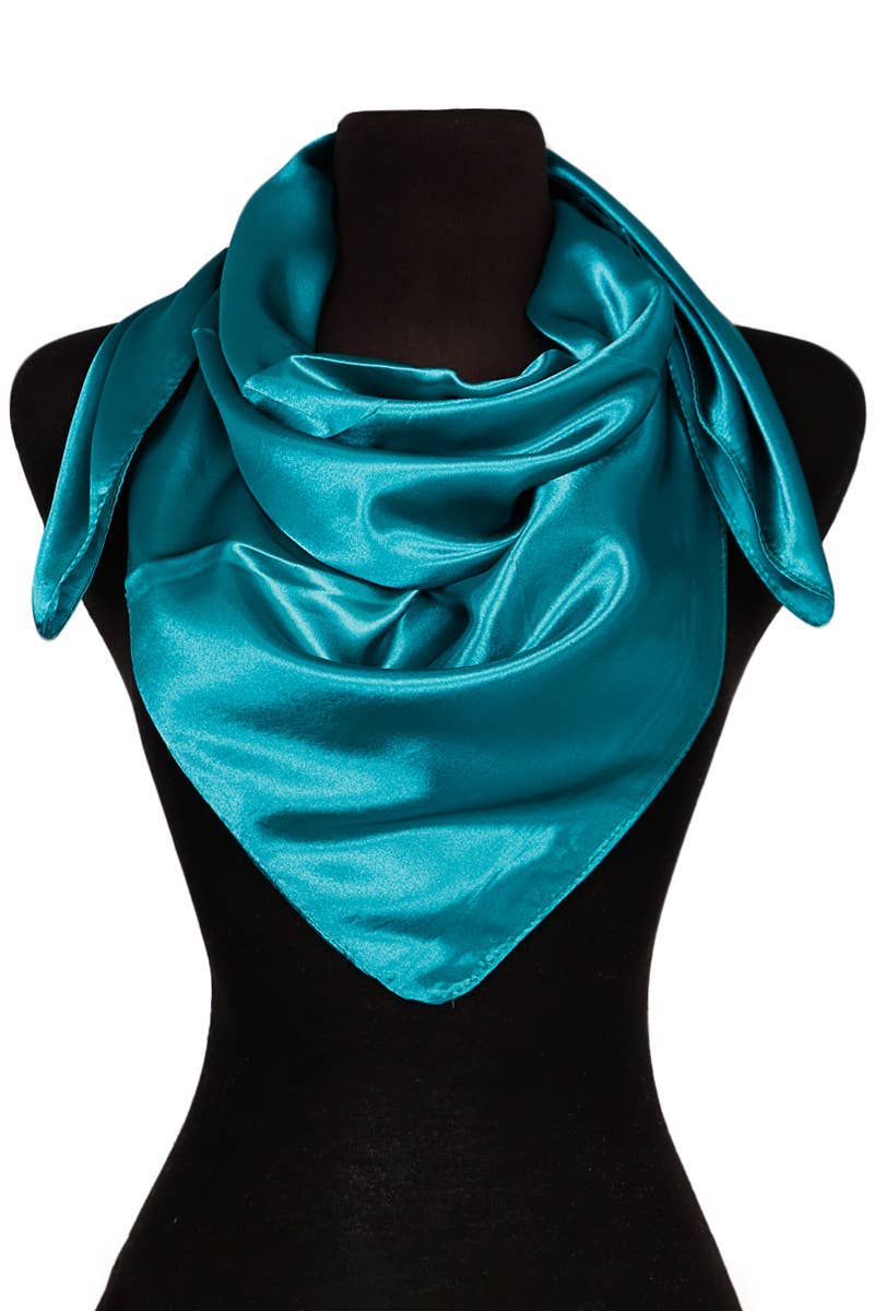 Glossy Faux Silk Poly Satin Square Hanky Scarf
