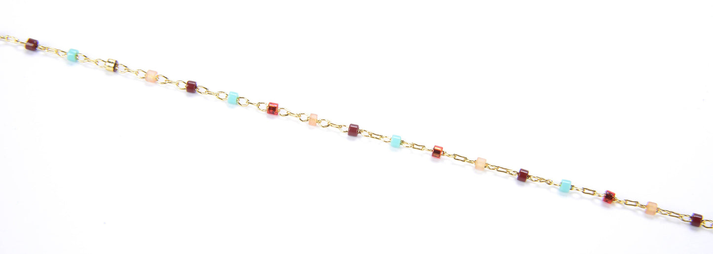 Gold Filled Glass Seed Bead Chain by Foot, CH048