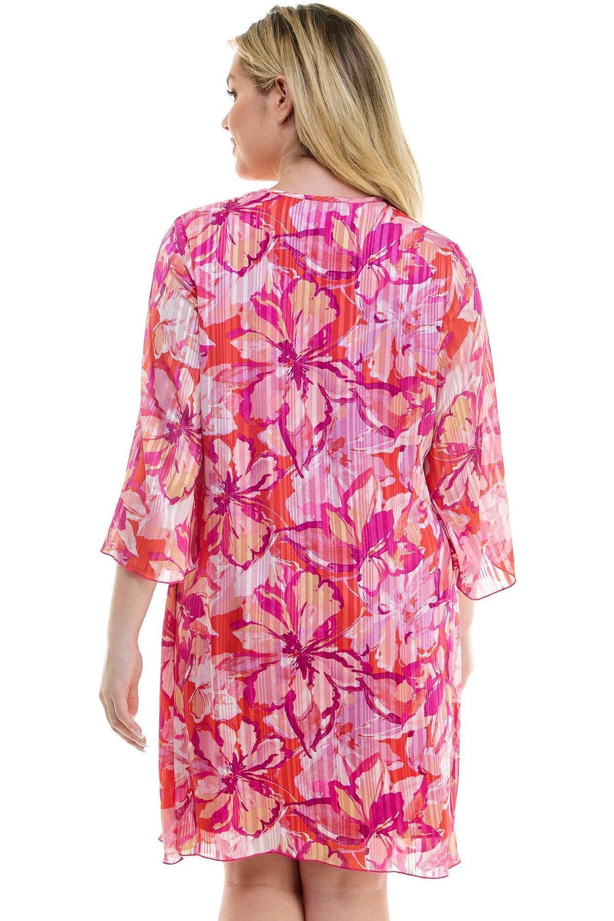 PLUS SIZE 2PC BELL SLEEVE CARDIGAN & DRESS SET