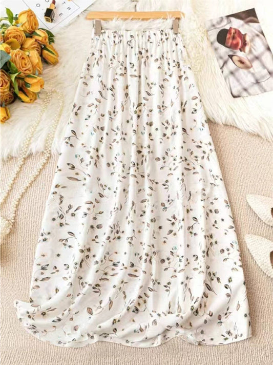 High Waist Slim Floral Maxi Skirt