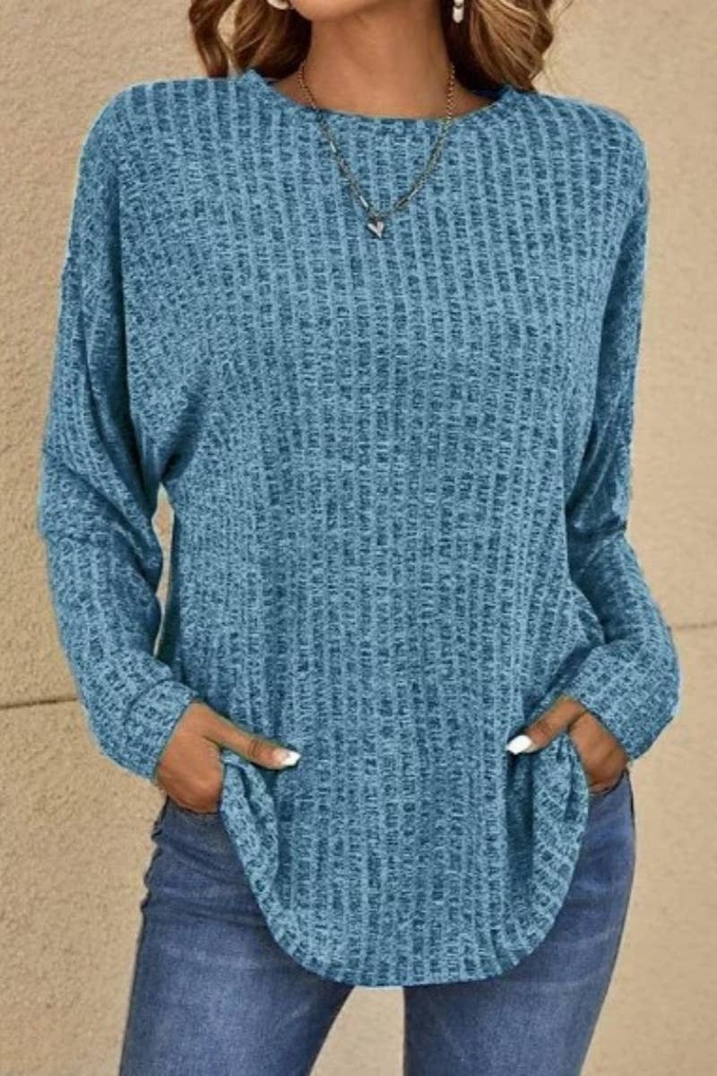 Casual Long Sleeve Crew Neck Pullover Top