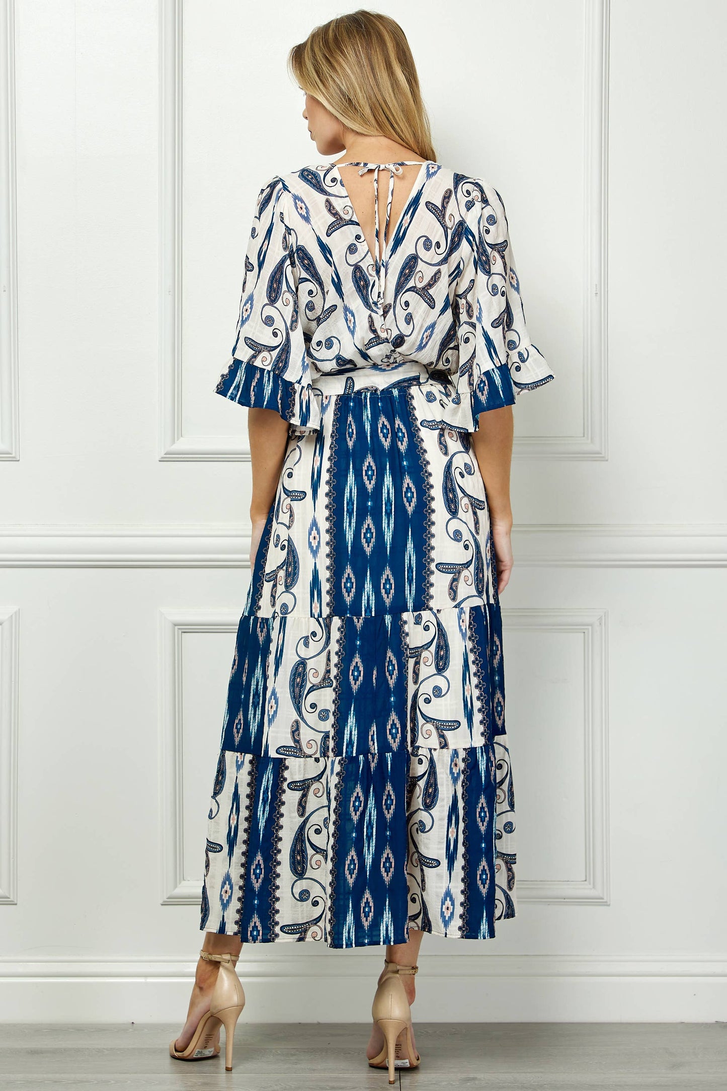 Long Ruffle Dress with Waist Tie