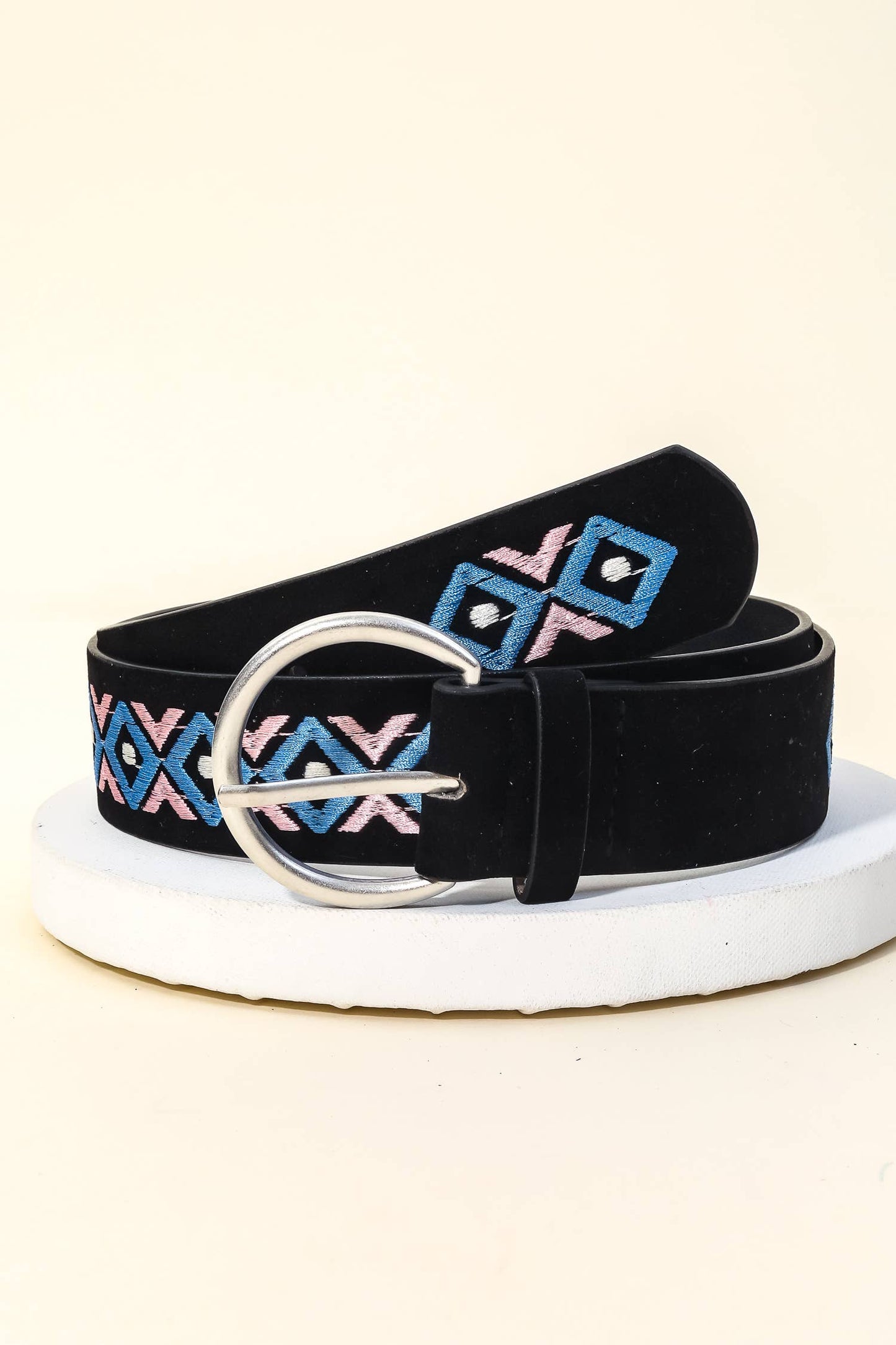 Boho Embroidered Round Buckle Belt