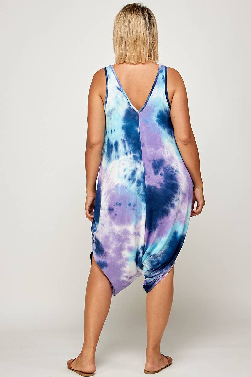 Tie Dye Harem Plus Size Jumpsuit
