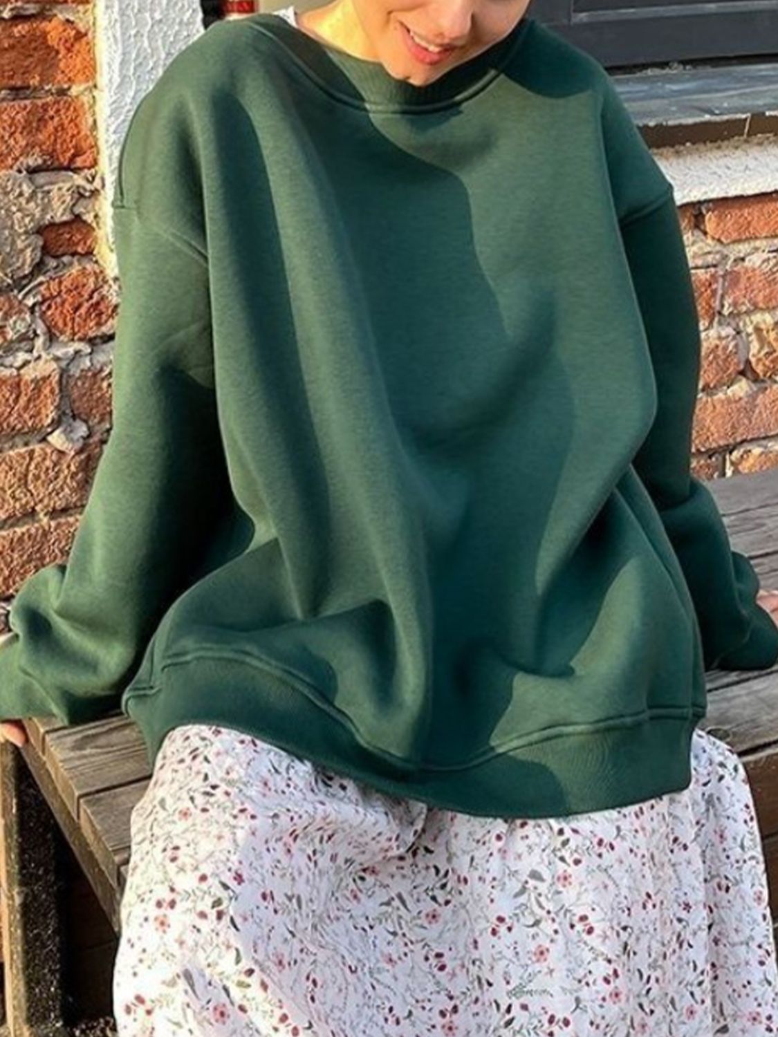 Oversize Round Neck Dropped Shoulder Sweatshirt