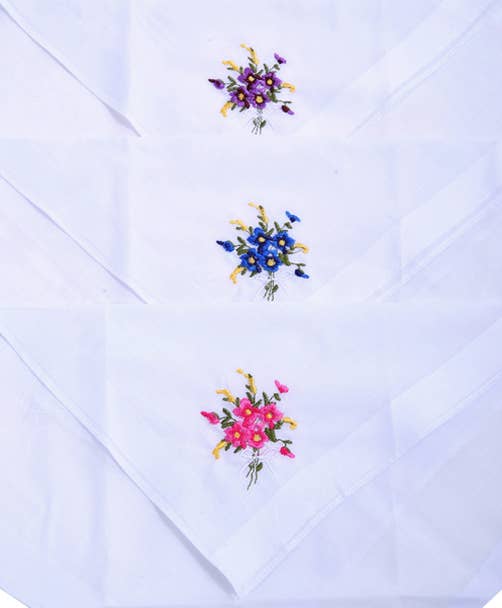 Women's Embroidered Cotton Handkerchief 6pc Box Set
