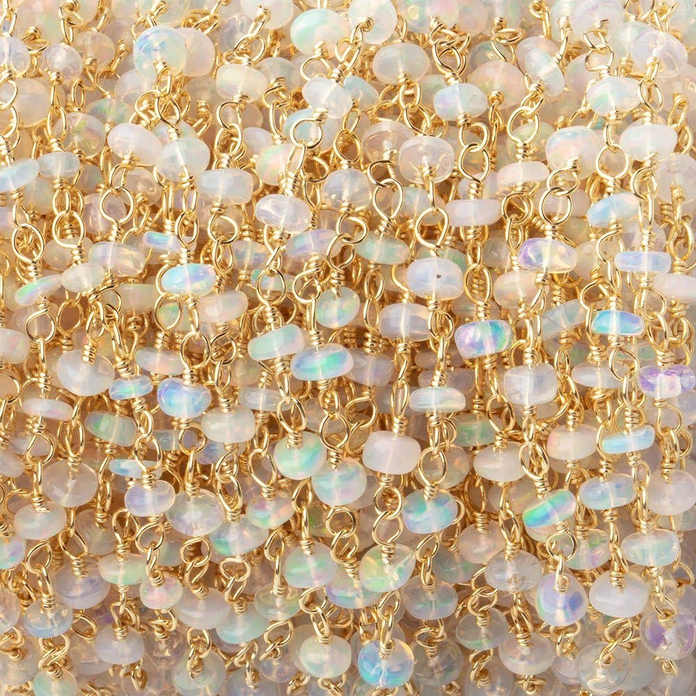 4.5mm Ethiopian Opal Plain Rondelle on Vermeil Hand Wrapped