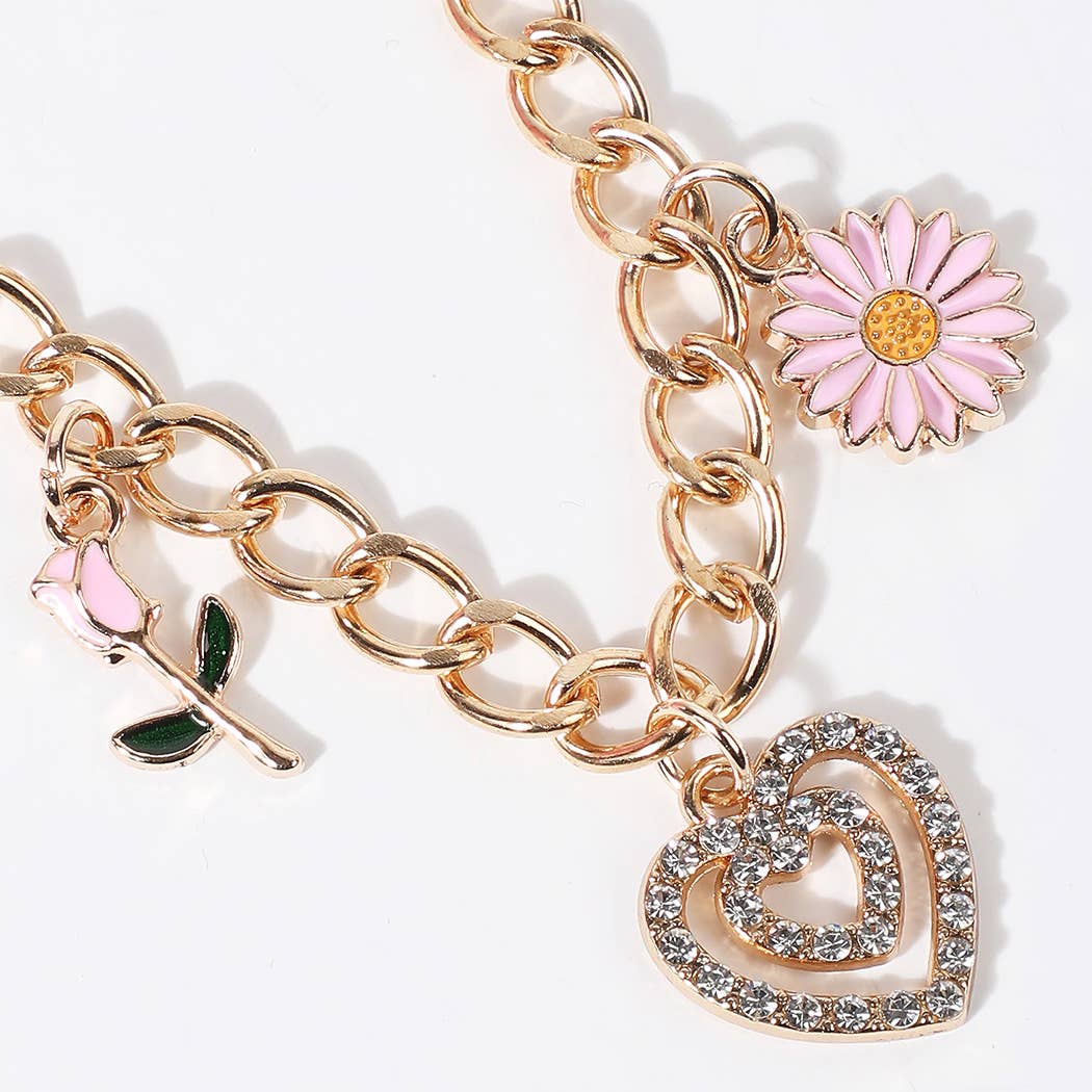 Spring Summer Flowers Charm Trucker Hat Chain