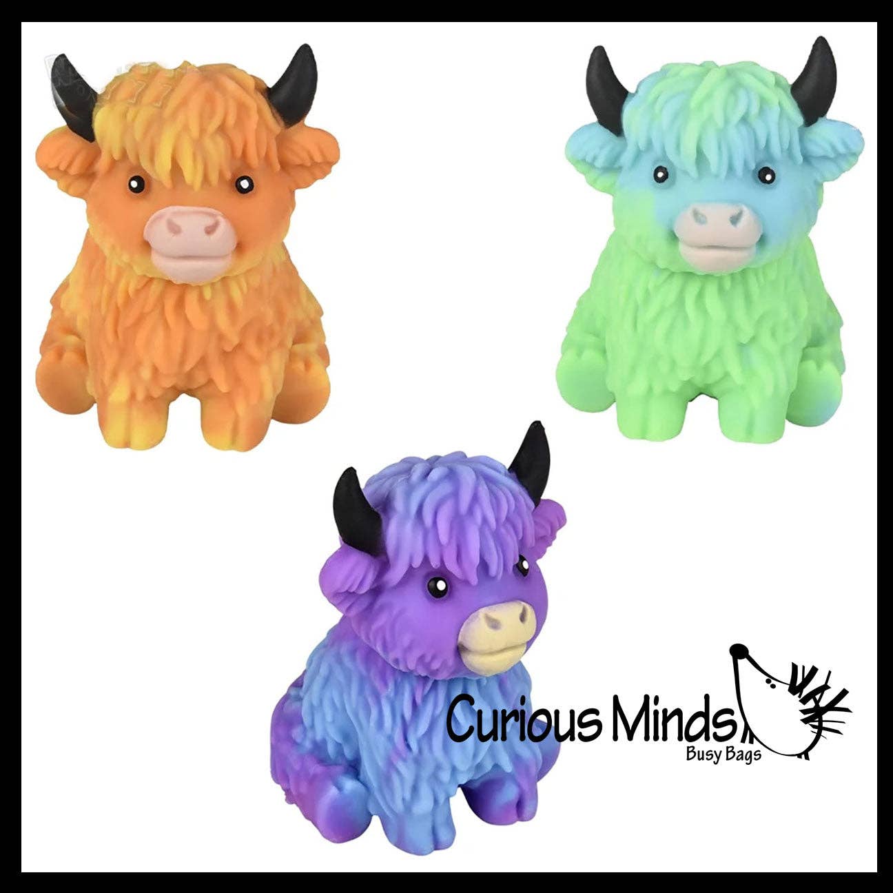 1 Marshmallow Highland Cow Animal Stress Balls - Ultra Soft