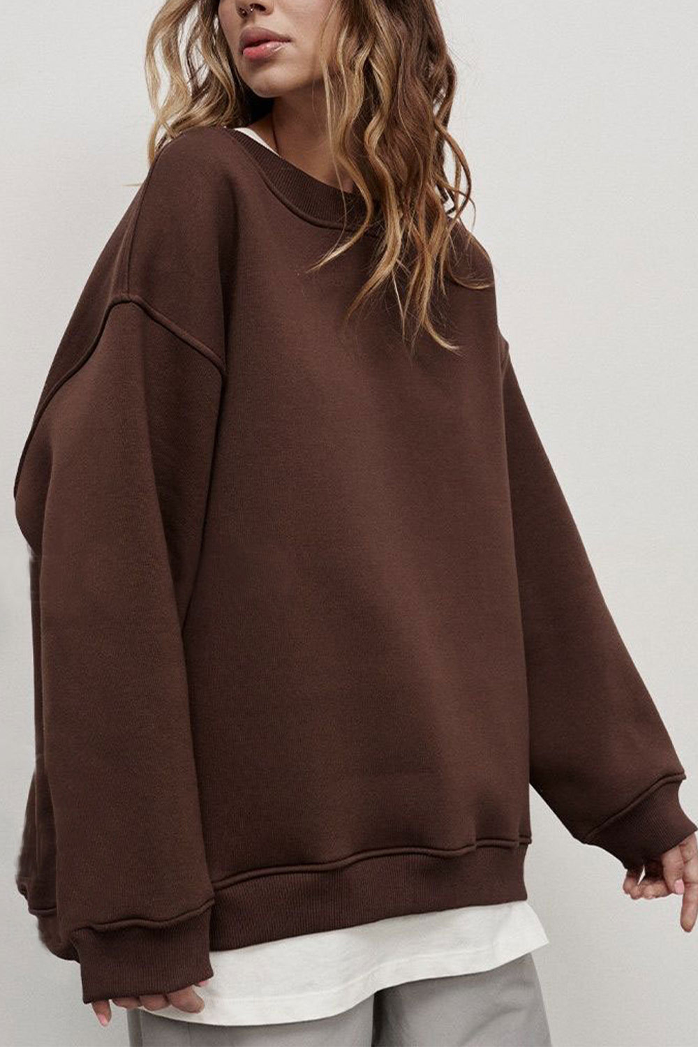 Oversize Round Neck Dropped Shoulder Sweatshirt