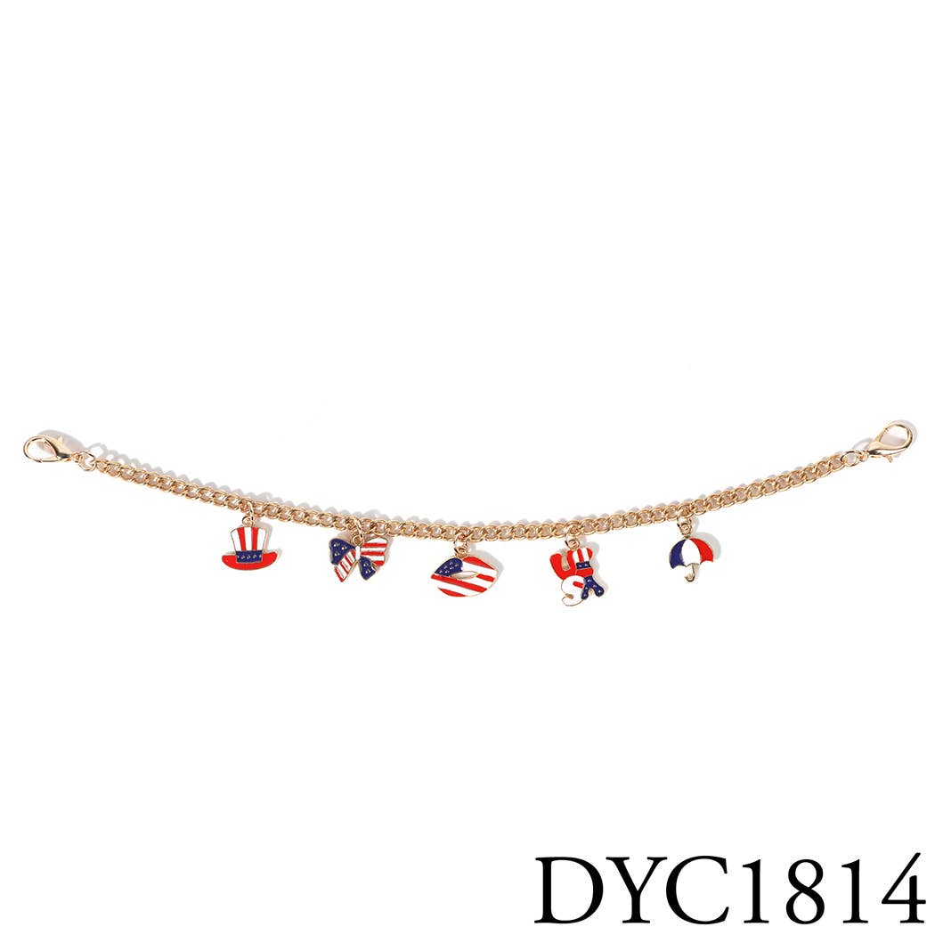 USA Theme Designed Charm Trucker Hat Chain