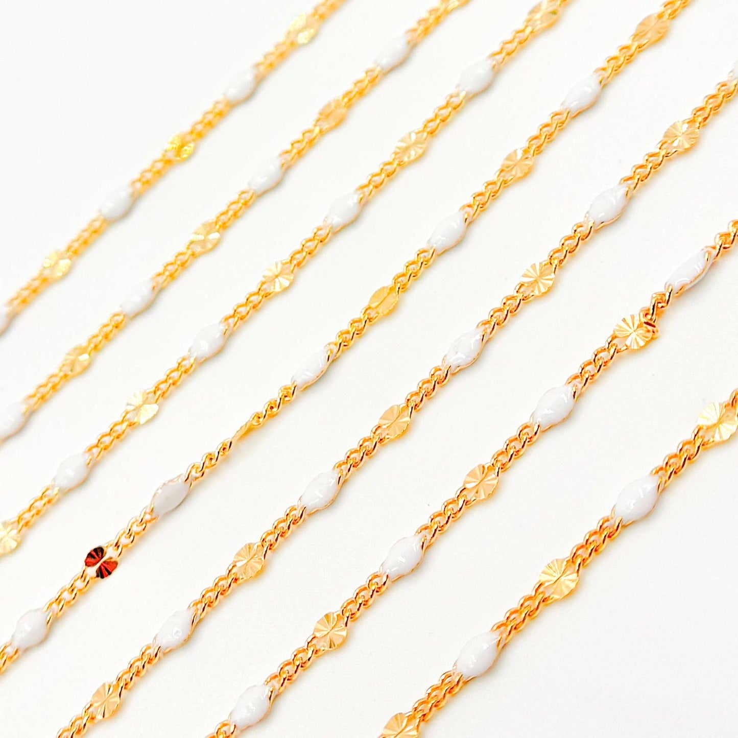 Gold Filled White Color Enamel Marina Link Chain