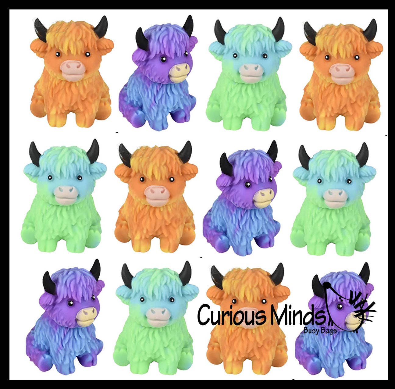 1 Marshmallow Highland Cow Animal Stress Balls - Ultra Soft