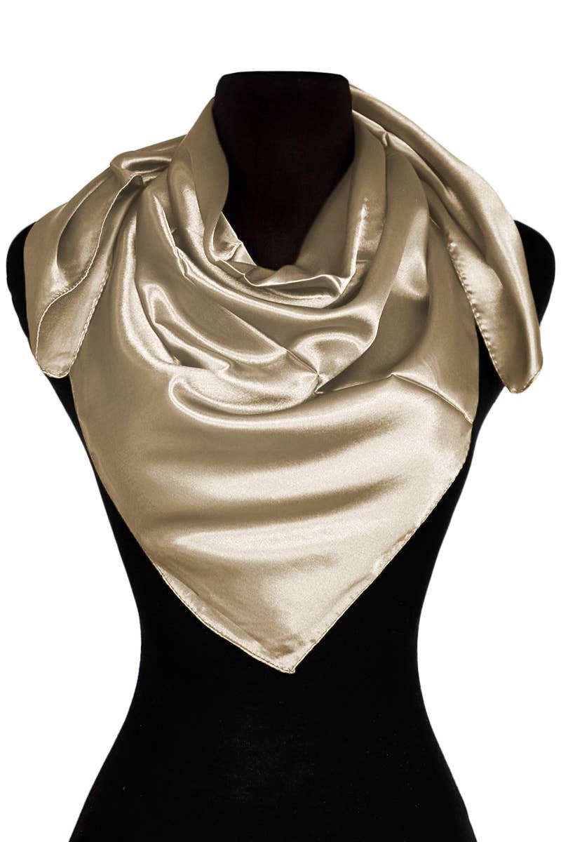 Glossy Faux Silk Poly Satin Square Hanky Scarf