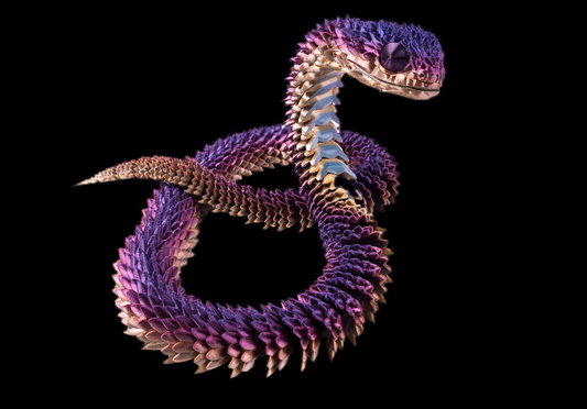 Articulated Bush Viper Snake, Reptile, 3D Printed, Fidget