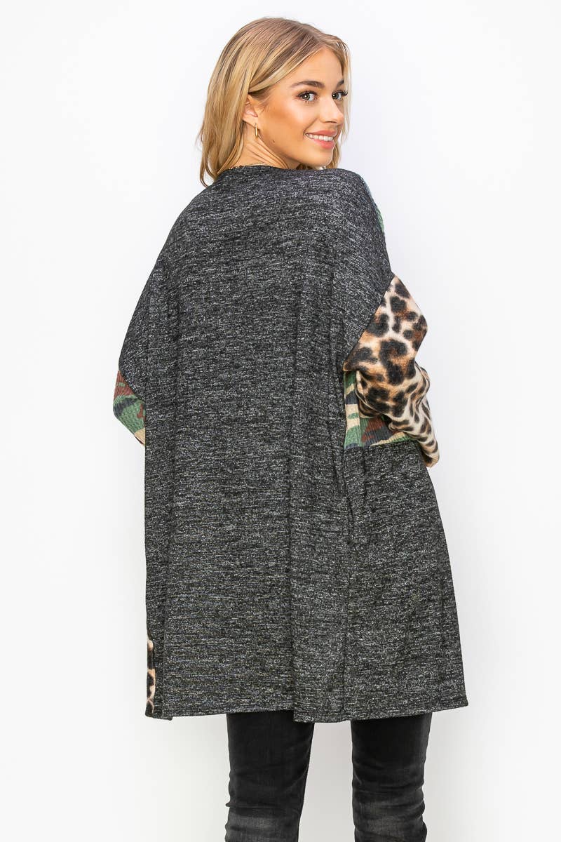 Women's Plus Size Camo & Animal Print Cardigan