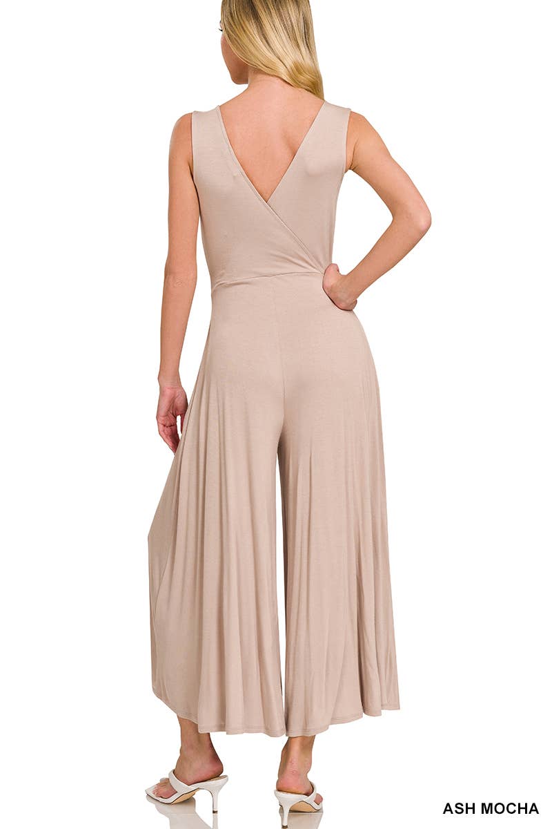 Luxe Rayon Surplice Neckline Sleeveless Jumpsuit