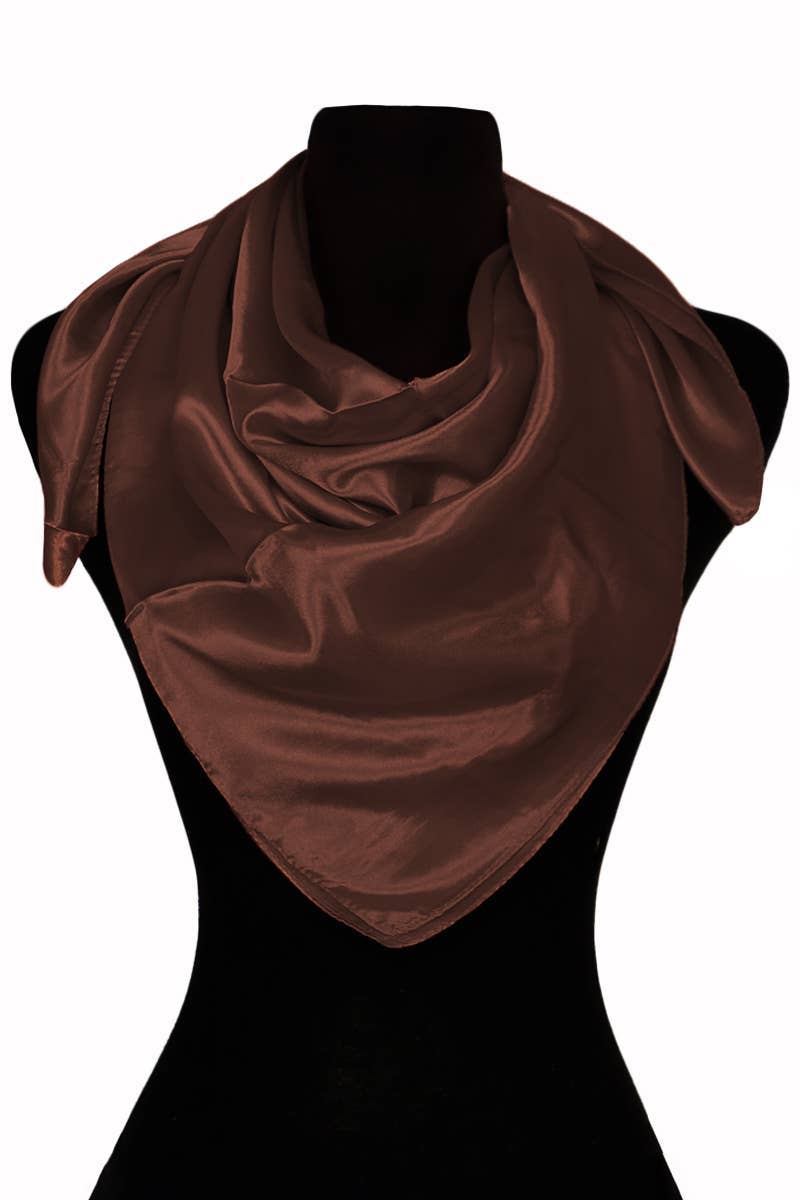 Glossy Faux Silk Poly Satin Square Hanky Scarf