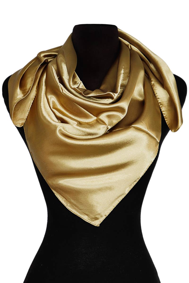 Glossy Faux Silk Poly Satin Square Hanky Scarf