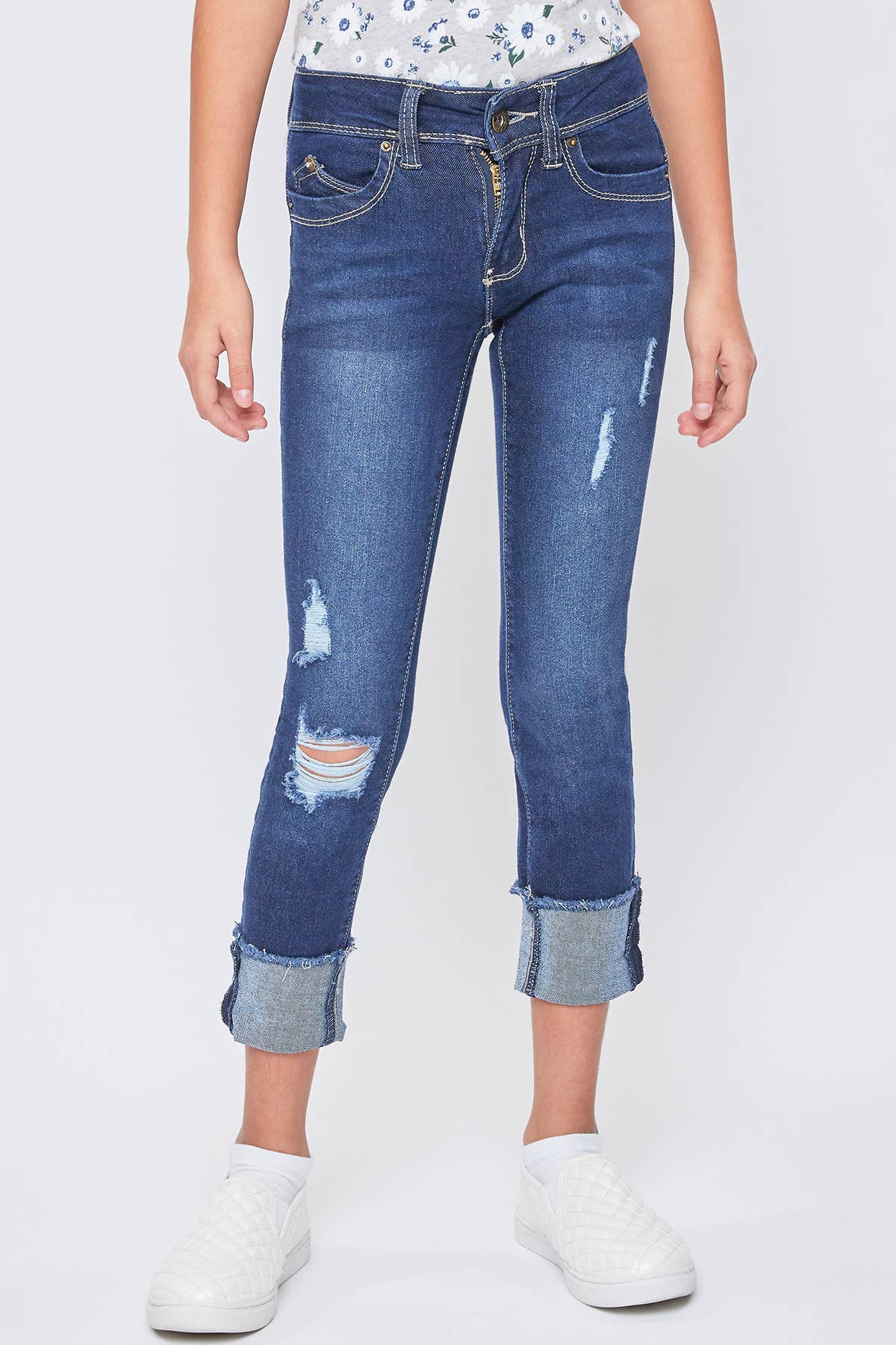 Girls WannaBettaFit Mid-Rise Mega Cuff Skinny Jean