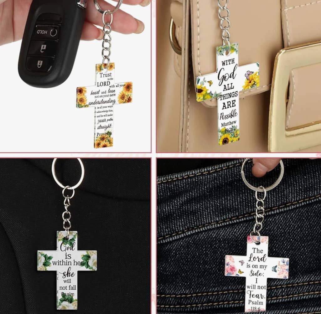 Cross scripture keychains 