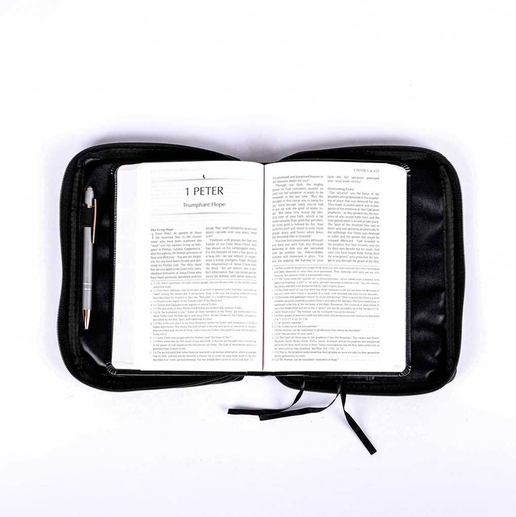 Bible Cover Imitation Leather Black Xl