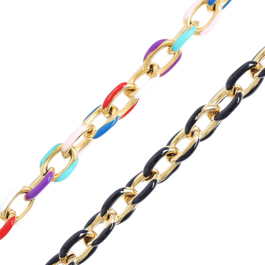 18K Gold PVD Stainless Steel Enamel Cable Chain