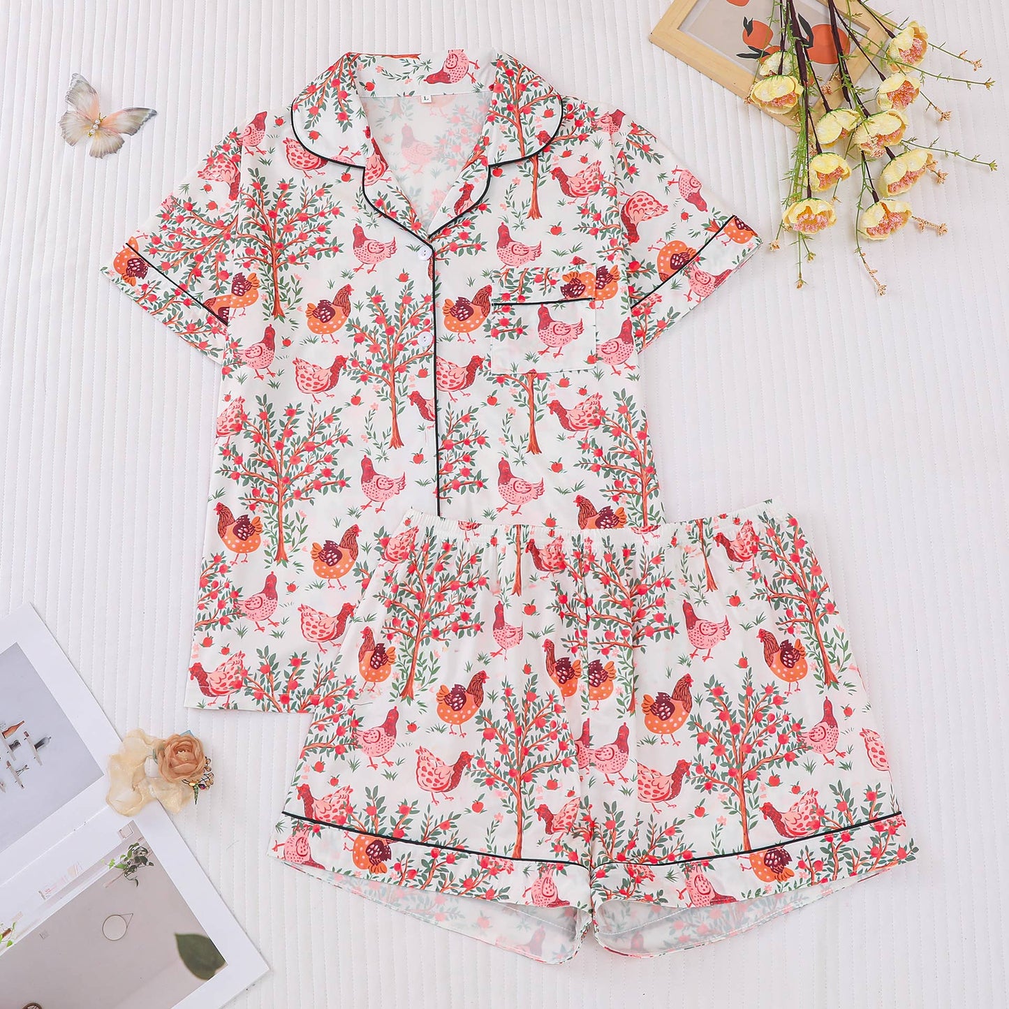 Western cowgirl Boots Coquette Bow print pajama shorts set