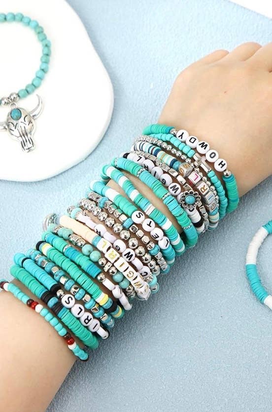Western turquoise charm stackable bracelets