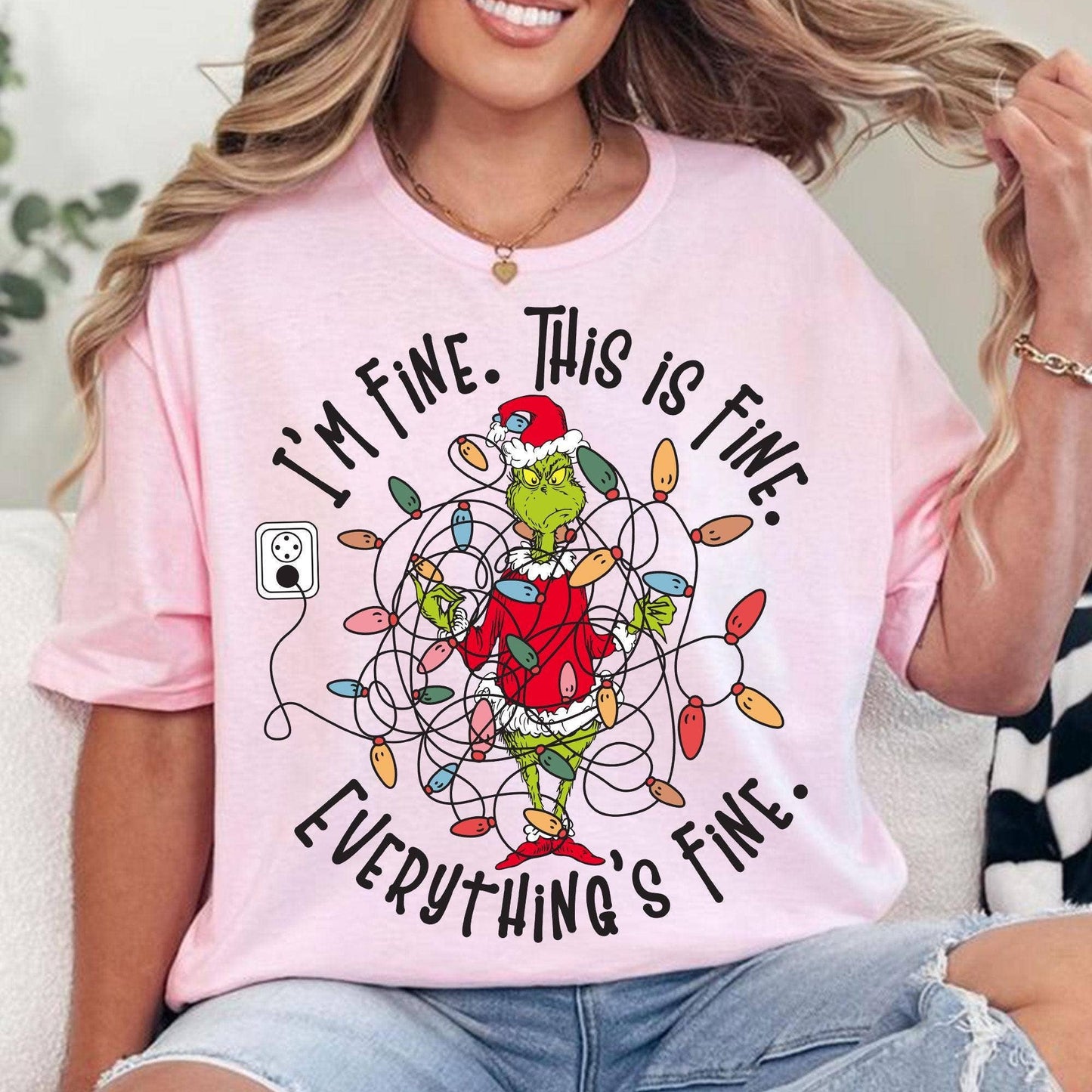 Christmas Green Guy Tee, I'm Fine Everything Is Fine Sweater