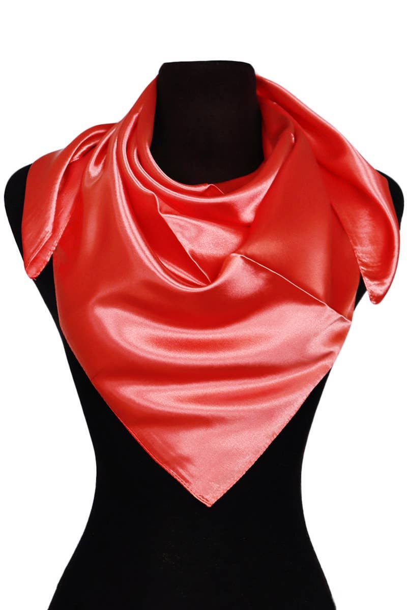 Glossy Faux Silk Poly Satin Square Hanky Scarf