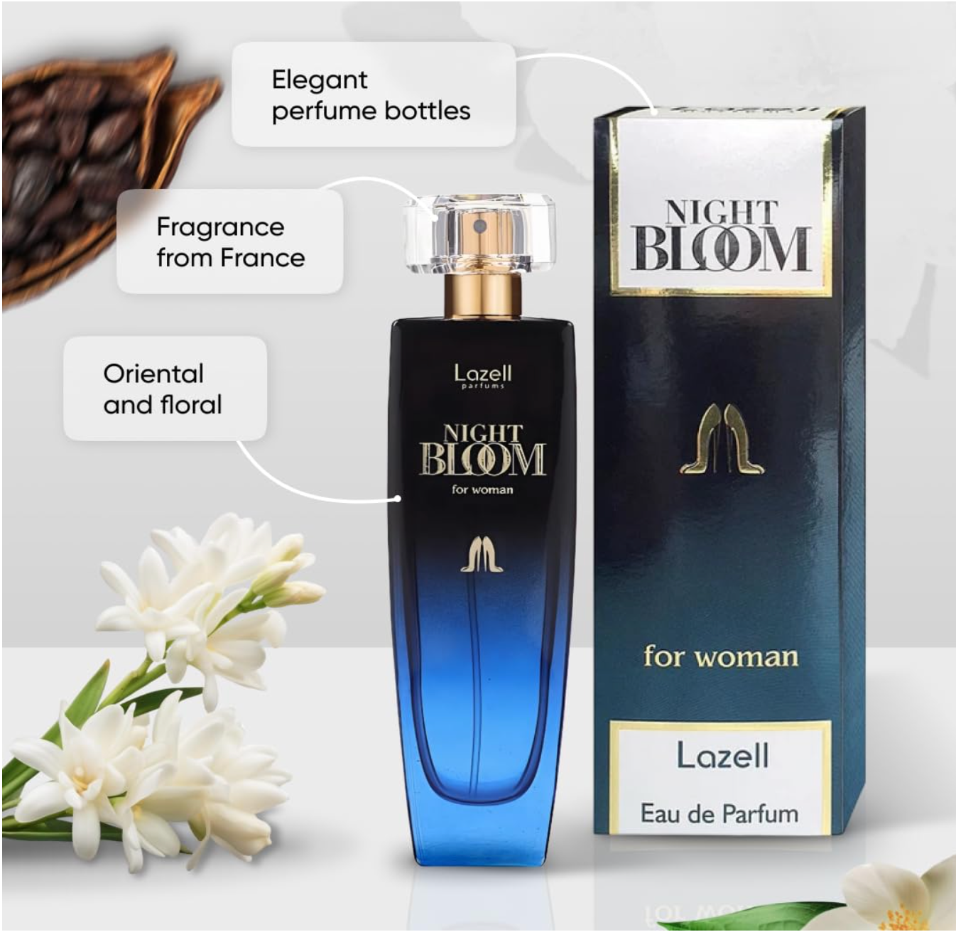 LAZELL NIGHT BLOOM FOR WOMEN EDP 3.4 OZ 100 ML Perfume