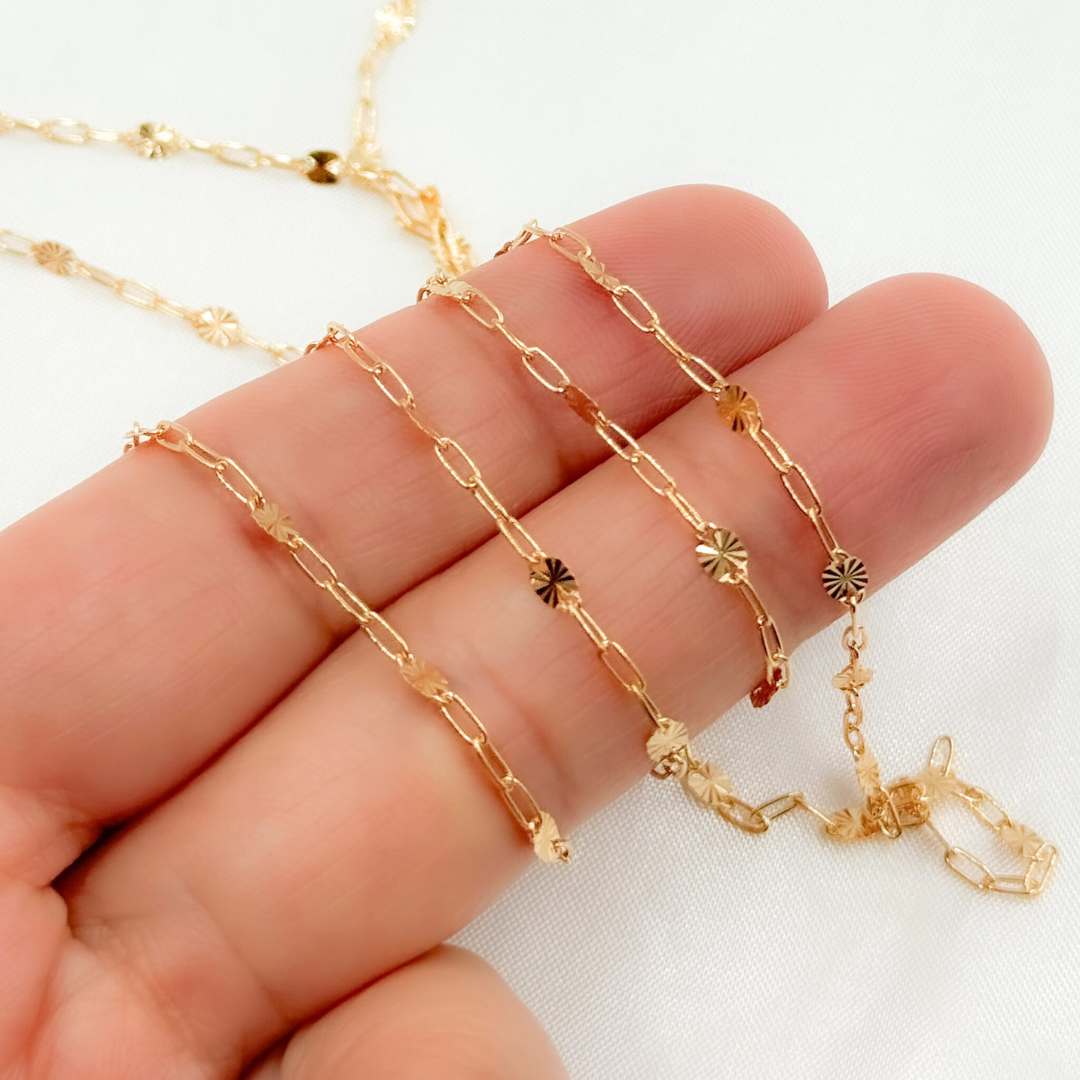 14k Gold Filled Paperclip and Diamond Cut Marina Link Chain