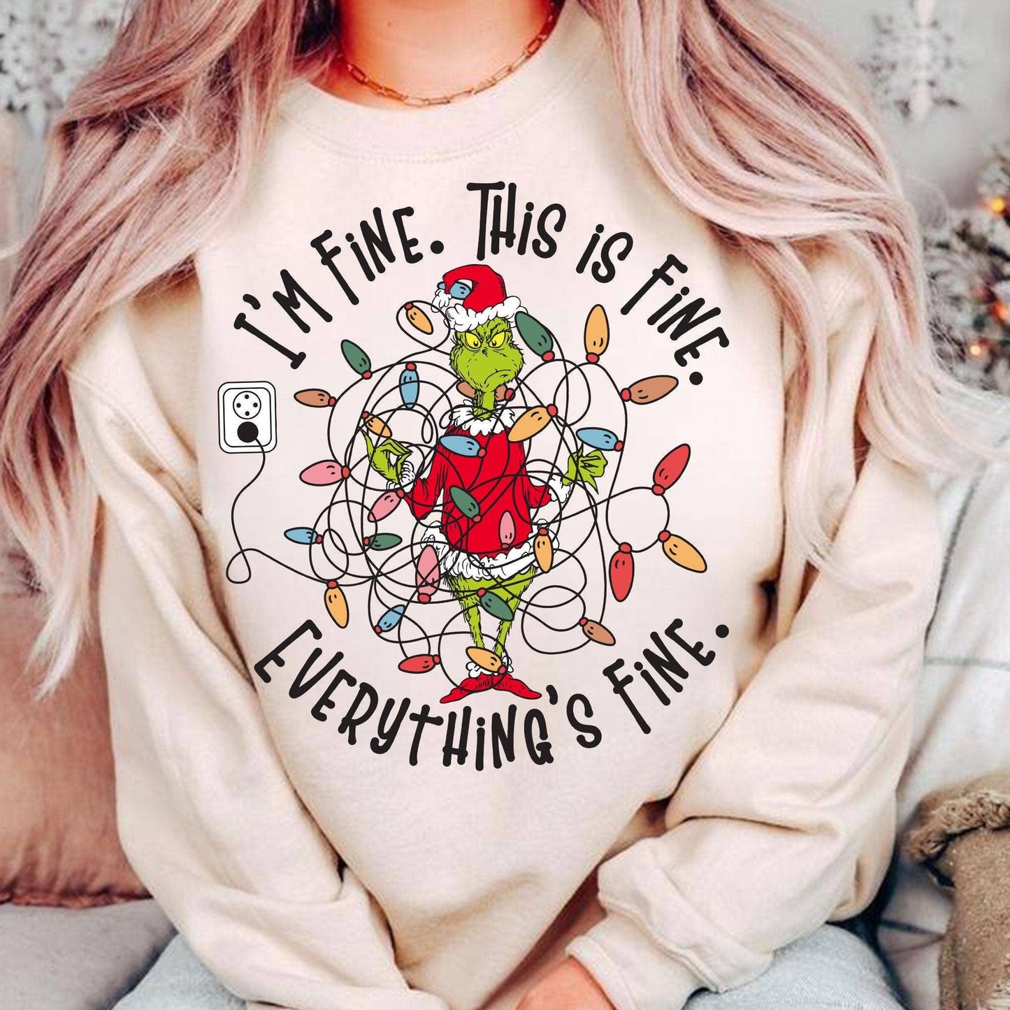 Christmas Green Guy Tee, I'm Fine Everything Is Fine Sweater