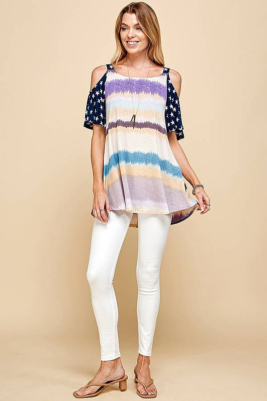 Women Color Block Top W Star