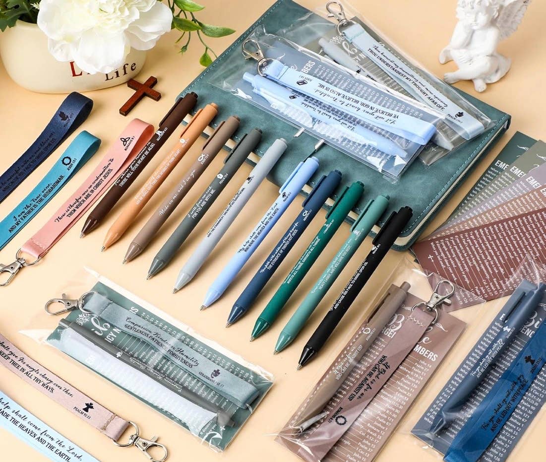 Bible verse keychain and pen sets