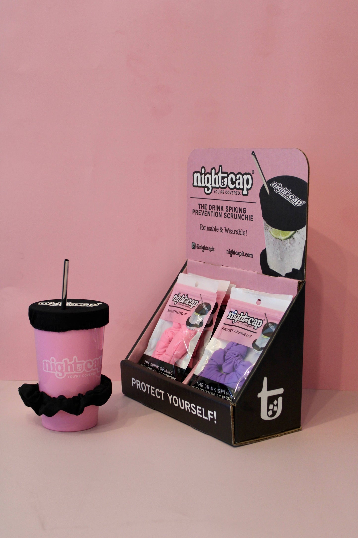 NightCap Scrunchie Drink Cover - Drink Spiking Prevention