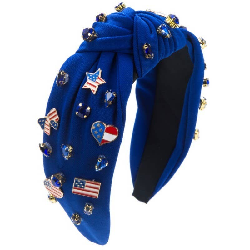 4TH OF JULY FLAG STAR RHINESTONE STUD HEADBAND | 40HB165