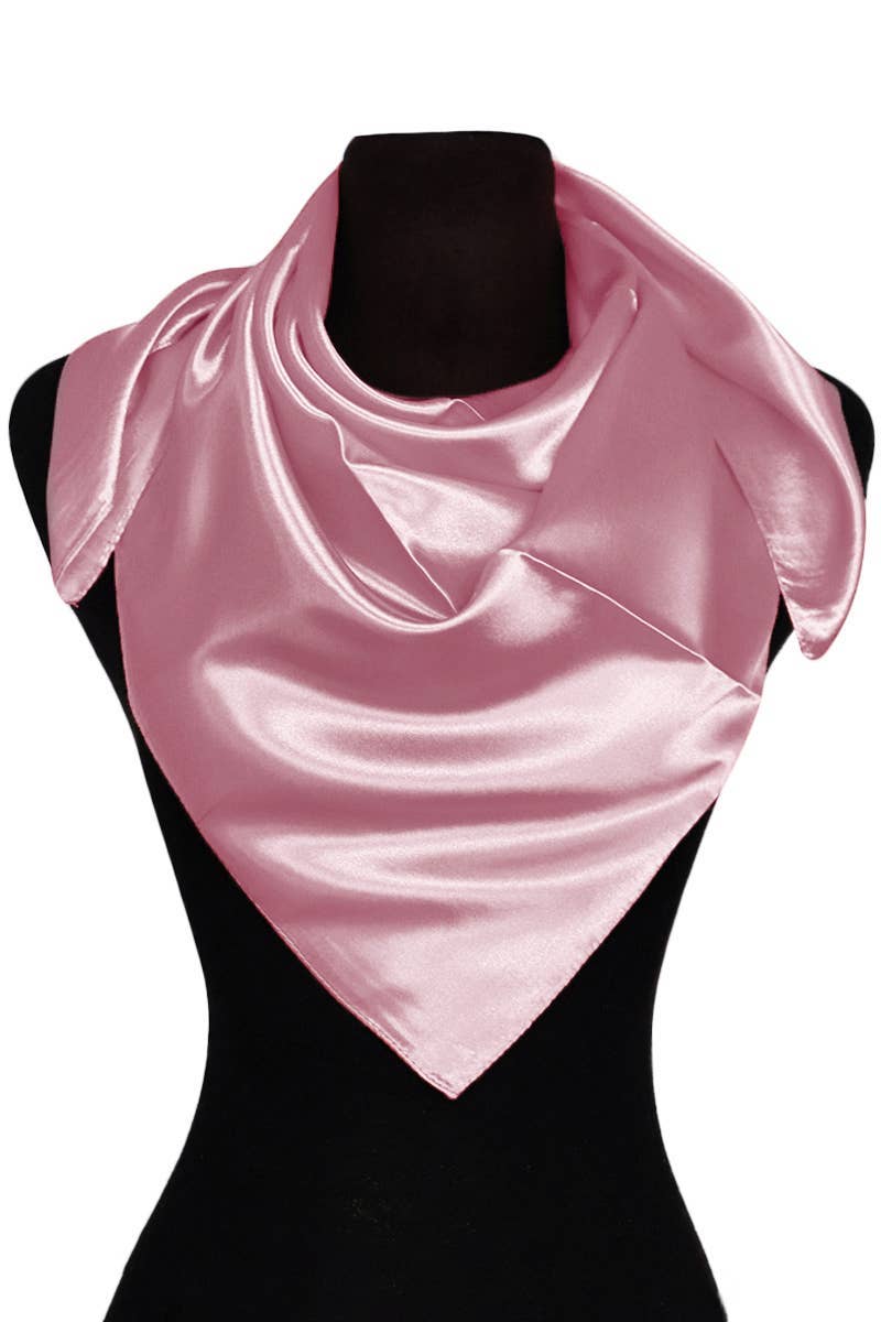 Glossy Faux Silk Poly Satin Square Hanky Scarf